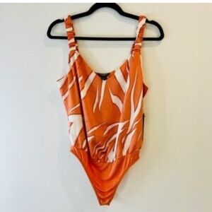 Guess by Marciano Orange and White Kids Bodysuit sz xs  fit small too